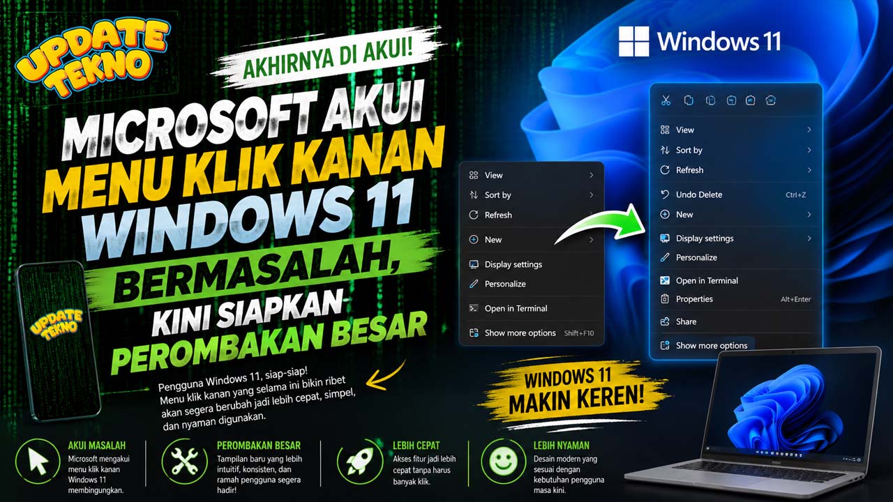 Microsoft Akui Menu Klik Kanan Windows 11 Bermasalah, Kini Siapkan Perombakan Besar