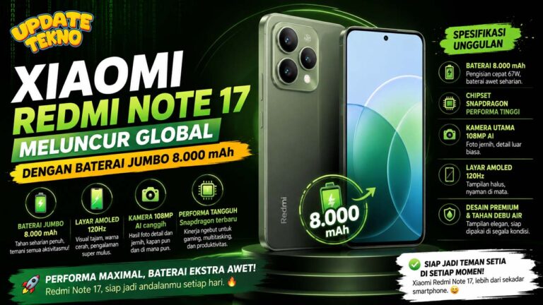 Xiaomi Redmi Note 17 Meluncur Global dengan Baterai Jumbo 8.000 mAh