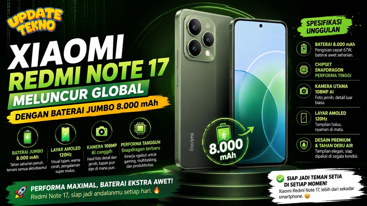 Xiaomi Redmi Note 17 Meluncur Global dengan Baterai Jumbo 8.000 mAh
