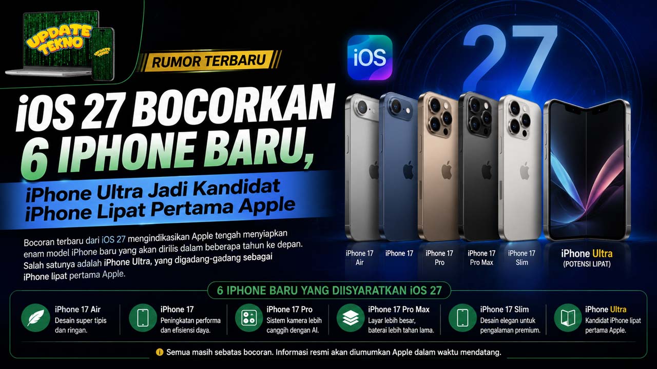 iOS 27 Bocorkan 6 iPhone Baru, iPhone Ultra Jadi Kandidat iPhone Lipat Pertama Apple